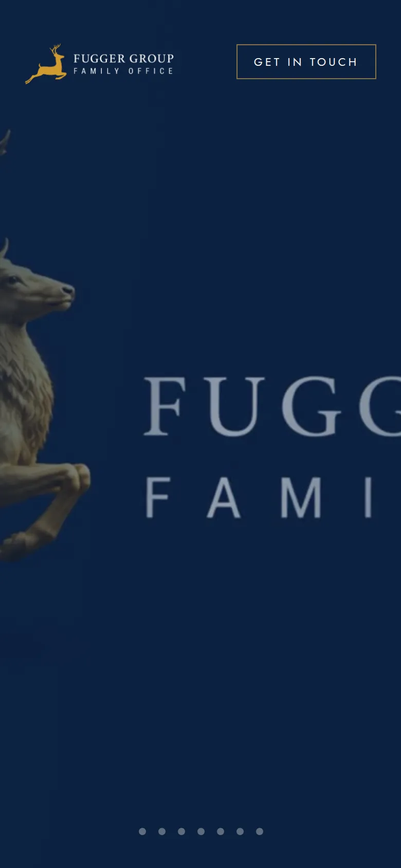 Fugger Group website opening view on a phone.