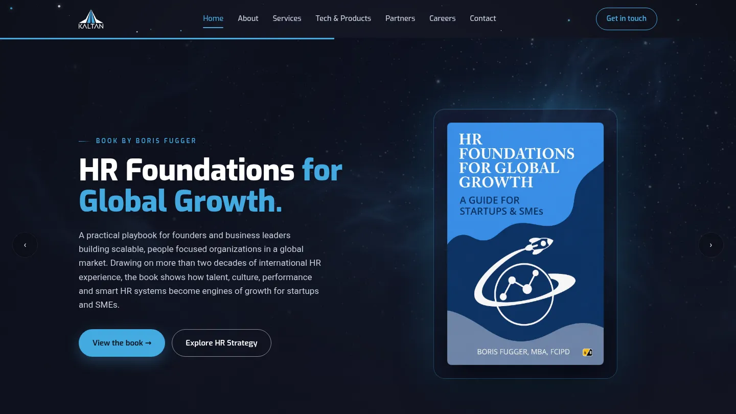 Kaltan Group homepage on desktop.